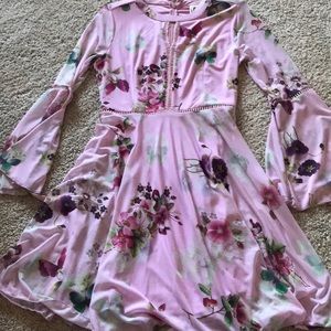 Lavender long sleeve dress with flowers